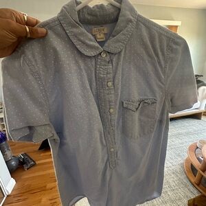 Jcrew blue denim polka dot polo